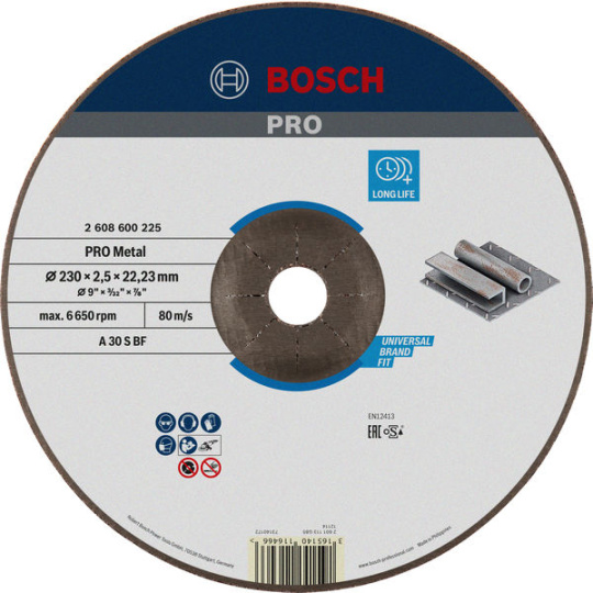 Bosch řezací kotouč PRO Metal, 230 × 2,5 × 22,23 mm, oSa