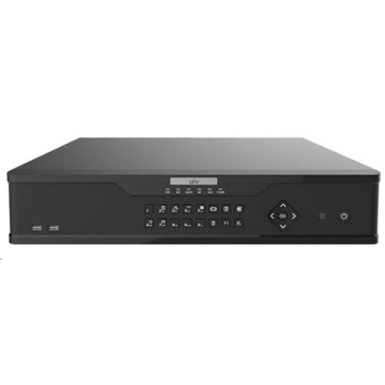 Uniview NVR, 64 kanálov, H.265, 4x HDD, 12Mpix (384Mbps/384Mbps), HDMI+VGA Full HD, (N+1), ONVIF, 3x USB, audio