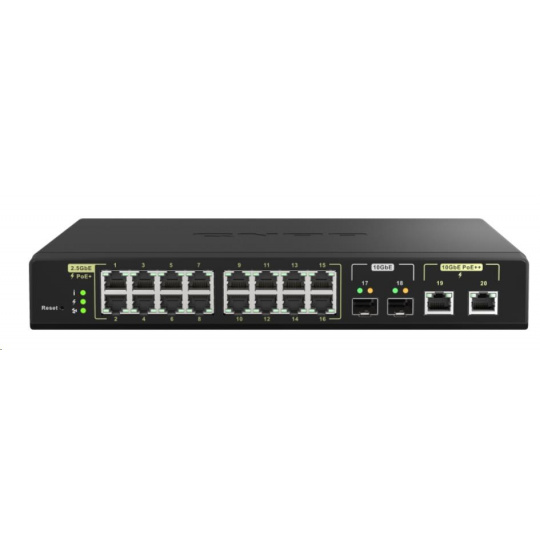 QNAP switch QSW-M2116P-2T2S (16x2,5GbE,2x10SFP+,2x10GbE,16xPoE+,2xPoE++,280W)