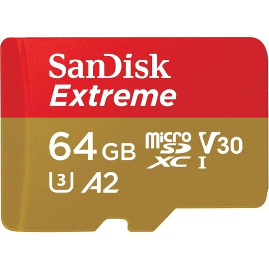 Karta SanDisk micro SDXC 64GB Extreme Action Cams and Drones (170 MB/s Class 10, UHS-I U3 V30) + adaptér