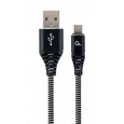 GEMBIRD CABLEXPERT USB 2.0 Kábel AM na typ C (AM/CM), 2 m, opletený, čiernobiely, blister, PREMIUM KVALITA