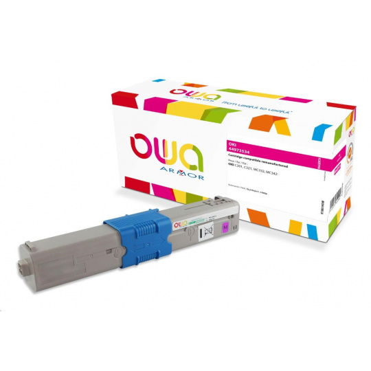 OWA Armor toner pre OKI C301, C321, MC332, MC342, 1500p, 44973534, červená/purpurová