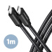 AXAGON BUCM3-CM10AB, SPEED kábel USB-C USB-C, 1 m, USB 3.2 Gen 1, PD 60W 3A, ALU, opletenie, čierna