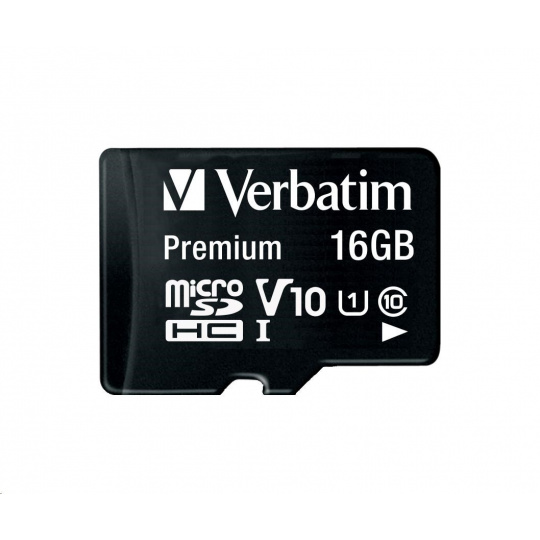 Karta VERBATIM MicroSDHC 16GB Premium, U1 + SD adaptér