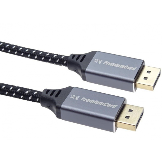 Kábel PREMIUMCORD DisplayPort 1.4 pripojovacie káble, kovové a pozlátené konektory, 0,5 m