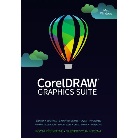 CorelDRAW Graphics Suite 365-dňové predplatné. Obnovenie (51-250) EN/DE/FR/BR/ES/IT/NL/CZ/PL