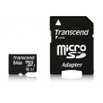 TRANSCEND MicroSDXC 64GB Premium, Class 10 UHS-I 400x (R:85/W:35 MB/s) + adaptér