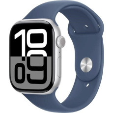 Apple Watch Series 10 GPS 46mm Silver Aluminium Case with Denim Sport Band - S/M