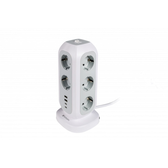 VERBATIM EU Power Tower EUPT-01 Nabíjecí stanice ,11x 230V, 2x USB-C, 2x USB-A