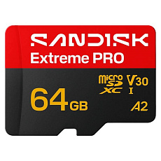 SanDisk micro SDXC Extreme PRO 64GB UHS-I U3 (200R/90W MB/s, UHS-I U3 V30) + adaptér SanDisk micro SDXC Extreme PRO 64GB UHS-I U3 (200R/90W MB/s, UHS-I U3 V30) + adaptér
