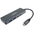 PREMIUMCORD Hub USB-C na 2x USB 3.2 Typ-C +2x USB 3.2, 5G SuperSpeed, Aluminum