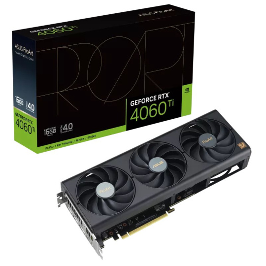 ASUS VGA NVIDIA GeForce ProArt RTX 4060 Ti 16G, RTX 4060 Ti, 16GB GDDR6, 3xDP, 1xHDMI