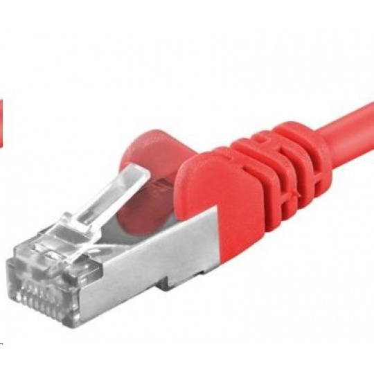 PREMIUMCORD Patch kábel CAT6a S-FTP, RJ45-RJ45, AWG 26/7 0,25m červený