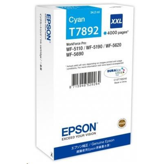 Atramentová kazeta EPSON série WF-5xxx "Pisa" XXL azurová (34,2 ml)