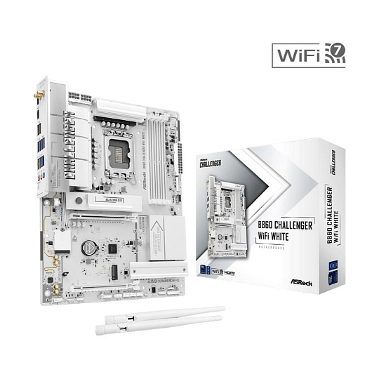 ASRock MB Sc LGA1851 B860 Challenger WiFi WHITE, Intel B860, 4xDDR5, 1xHDMI, WiFi, ATX