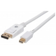 Kábel MANHATTAN Mini DisplayPort Male na DisplayPort Male, 2 m, biely