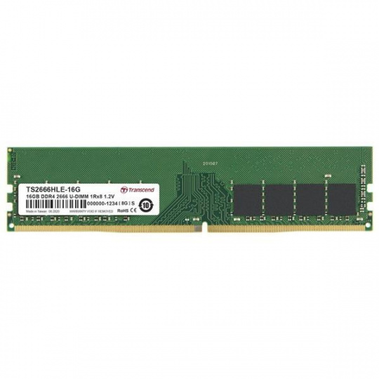 DDR4 DIMM 16GB 2666MHz TRANSCEND 1Rx8 2Gx8 CL19 1.2V