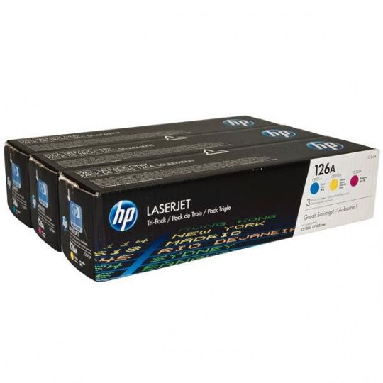 HP 126A CMY 3-pack LJ Toner Cart, CF341A (1,000 / 1,000 / 1,000 pages)