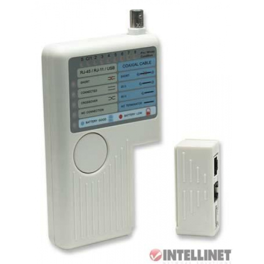 Tester káblov Intellinet, 4 v 1, RJ11, RJ45, USB a BNC