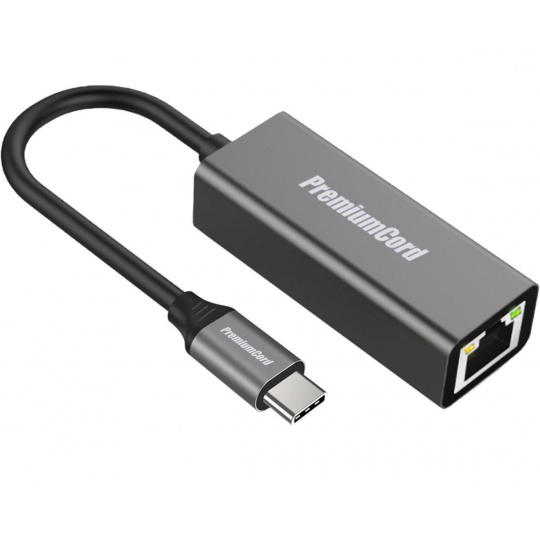 Prevodník PremiumCord USB-C na gigabitový RJ45