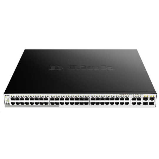 D-Link DGS-1210-52MP 52-portový gigabitový Smart+ PoE switch, 48x GbE PoE+, 4x RJ45/SFP, PoE 370W