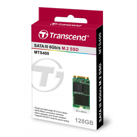 TRANSCEND Industrial SSD MTS400S 128GB, M.2 2242, SATA III 6 Gb/s, MLC