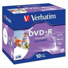 VERBATIM DVD+R(10-Pack)Printable/Jewel/16x/4.7GB