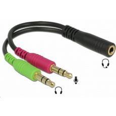 Adaptér PREMIUMCORD 4-pólový jack3,5 mm pre slúchadlá a mikrofón, 30 cm