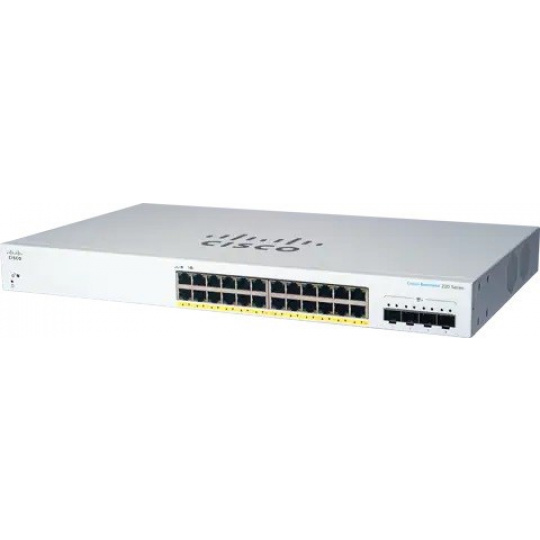 Cisco switch CBS220-24P-4X (24xGbE,4xSFP+,24xPoE+,195W)