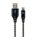 GEMBIRD CABLEXPERT USB 2.0 Kábel AM na typ C (AM/CM), 1 m, opletený, čiernobiely, blister, PREMIUM KVALITA