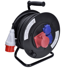 Solight prodlužovací přívod na bubnu, 3 zásuvky, 400V + 230V, 25m gumový kabel 5x1,5mm2, IP44 Solight prodlužovací přívod na bubnu, 3 zásuvky, 400V + 230V, 25m gumový kabel 5x1,5mm2, IP44