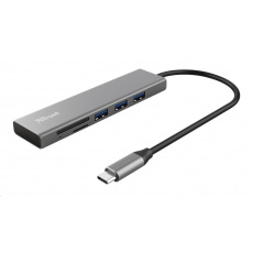 Rozbočovač TRUST HALYX, rýchly rozbočovač USB-C a čítačka kariet