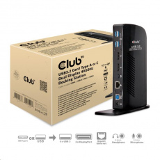 Club3D USB-A a USB-C Dual Display 4K60Hz Dokovacia stanica (6x USB 3.0/2x DP/Ethernet/USB-B/2x audio)