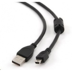 Kábel USB GEMBIRD 2.0 A-Mini B (5pin) kábel, HQ s feritovým jadrom, 1,8 m, čierny