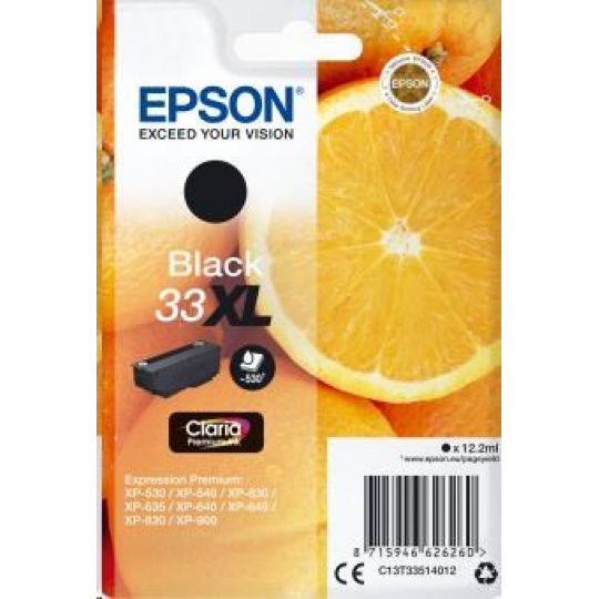 Čierny atrament EPSON v jednom balení "Orange" Black 33XL Claria Premium Ink