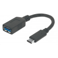 MANHATTAN Superrýchly kábel USB-C na USB, 15 cm, čierny