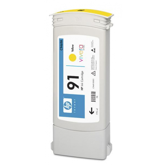 HP 91 Yellow DJ Ink Cart, 775 ml, C9469A