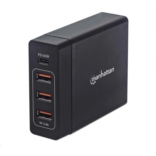 Nabíjacia stanica MANHATTAN USB Power Delivery - 72 W, čierna