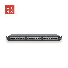 LYNX 19" patch panel 24-port, STP Cat6, 50µ, stíněný, černý LYNX 19" patch panel 24-port, STP Cat6, 50µ, stíněný, černý