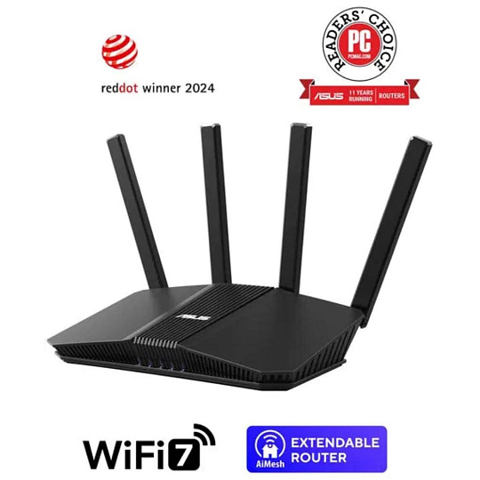 ASUS Router RT-BE58U V2, IPv6, WiFi 7, 1 GB RAM, 1x USB 3.2 Gen, 3600 Mb/s