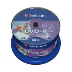 VERBATIM DVD+R(50-Pack)Vreteno/Printable/16x/4.7 GB/DLP