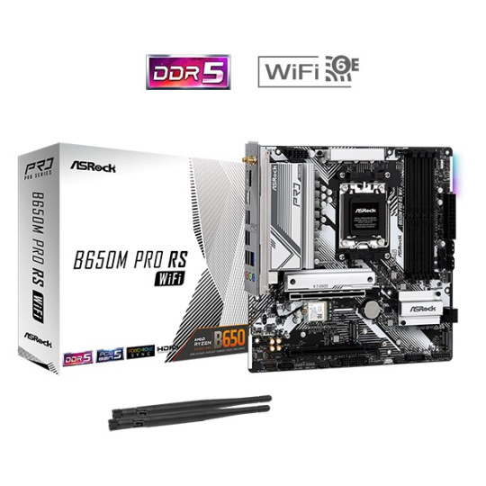 ASRock MB Sc AM5 B650M PRO RS WIFI, AMD B650, 4xDDR5, 1xDP, 1xHDMI, WiFi, mATX