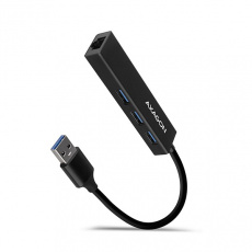 AXAGON HMA-GL3A, USB 3.rozbočovač 2. generácie, porty 3x USB-A + Gigabit Ethernet, kov, kábel USB-A 20 cm