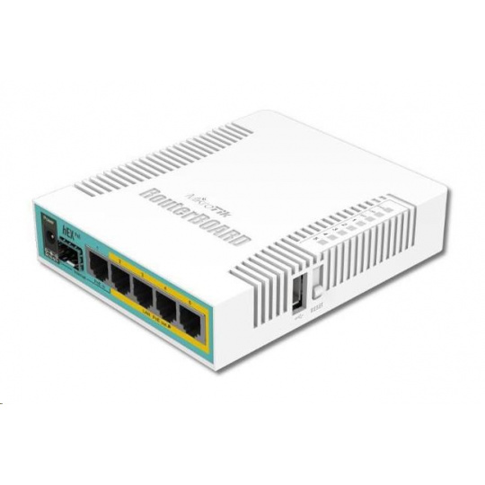 MikroTik RouterBOARD hEX PoE, 800MHz CPU, 128MB RAM, 5xGLAN, USB, PoE 802.3at, USB, SFP, vrátane L4