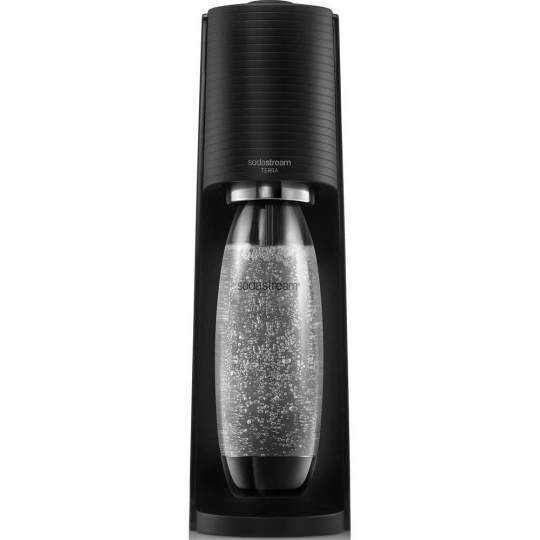 SodaStream Terra Black výrobník sody, mechanický, 3x láhev SodaStream, bombička s CO2, černý