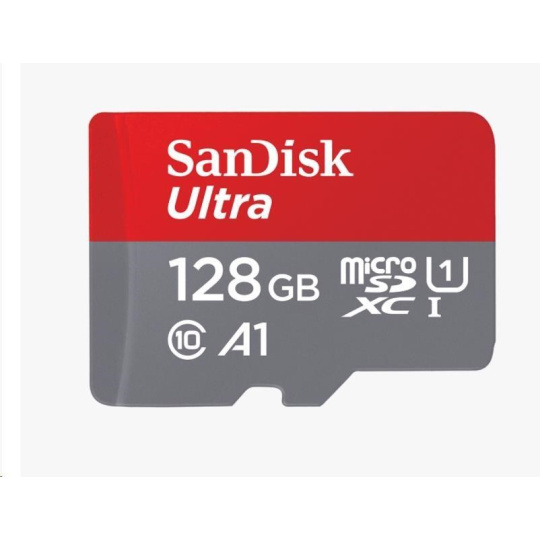 SanDisk MicroSDXC karta 128GB Ultra (140 MB/s, A1 Class 10 UHS-I) + adaptér