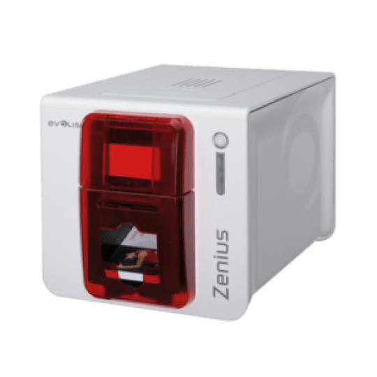 Evolis Zenius Expert, single sided, 12 dots/mm (300 dpi), USB, Ethernet, MSR, MSR, red