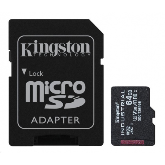 Karta Kingston 64GB microSDXC Industrial C10 A1 pSLC + adaptér SD