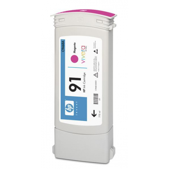 HP 91 Magenta DJ Ink Cart, 775 ml, C9468A