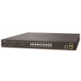 Planet GS-4210-16T2 Switch, L2/L4, 16x 1000Base-T, 2x SFP, Web/SNMPv3, VLAN, QoS, IPv6, fanless